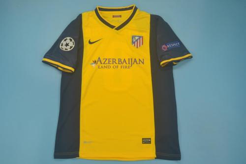 with UCL Patch Retro Jersey 2013-2014 Atletico Madrid Away Yellow Soccer Jersey