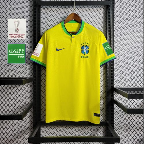 with World Cup Patch Fans Version 2022 World Cup Brazil Home Soccer Jersey