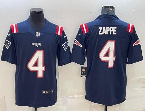 Patriots 4 Bailey Zappe Navy Vapor Untouchable Limited Jersey