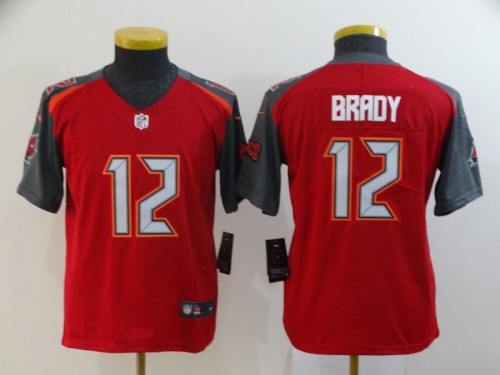 Youth Kids Tampa Bay Buccaneers 12 Tom Brady Red/Grey Vapor Untouchable Limited Jersey