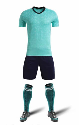 YL9201Light Green Blank Soccer Training Suit Adult Uniform Youth Kids Set Jersey and Shorts