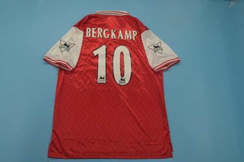 with EPL Patch Retro Jersey 1996-1998 Arsenal 10 BERGKAMP Home Soccer Jersey