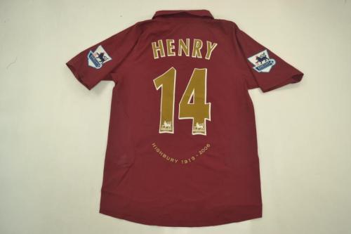 Retro Jersey 2005-2006 Arsenal #14 HENRY Home Soccer Jersey