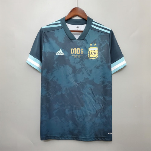 with Front Lettering 2020 Argentina away Maradona #10 Commemorative Edition Soccer Jersey