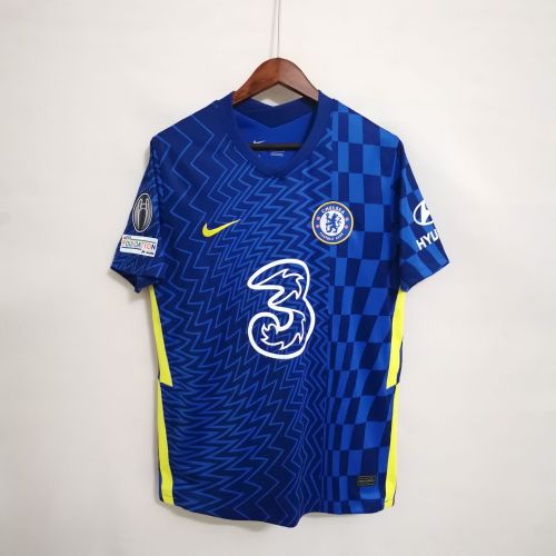 with UCL Patch  Fans Version 2021-2022 Chelsea Home Blue Soccer Jersey