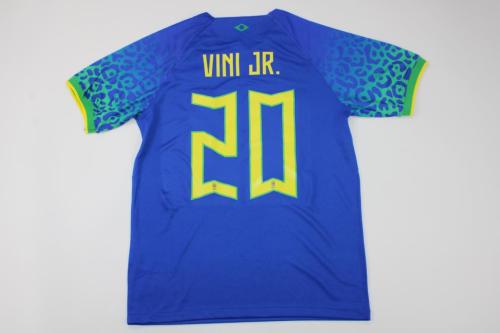 Fans Version 2022 World Cup Brazil 20 VINI JR. Away Blue Soccer Jersey