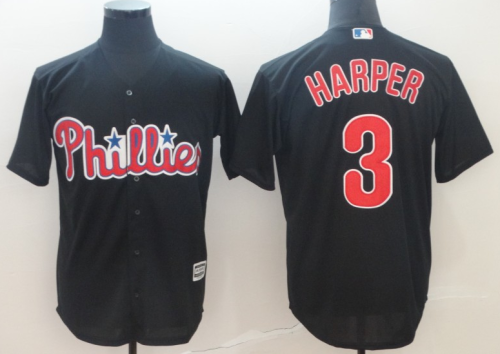 2019 Philadelphia Phillies # 3 HARPER Black  MLB Jersey