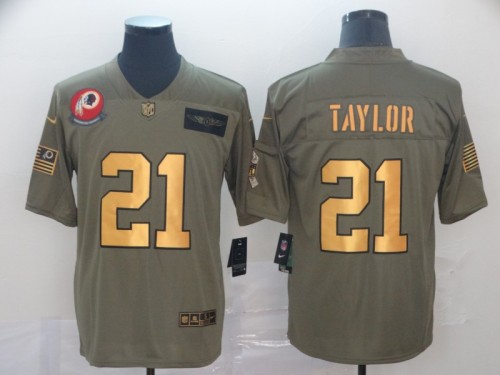 Washington Redskins 21 Sean Taylor 2019 Olive Gold Salute To Service Limited Jersey