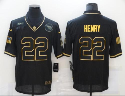 Titans 22 Derrick Henry Black Gold 2020 Salute To Service Limited Jersey