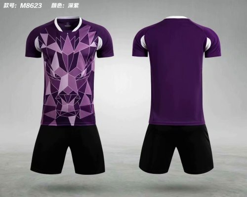 M8623 Deep Purple Tracking Suit Adult Uniform Soccer Jersey Shorts