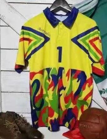 Retro Jersey Colombia J.CAMPOS 1  Yellow Goalkeeper Soccer Jersey