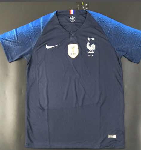 with New FIFA World Champions 2018 Fans Version France Home Soccer Jersey with 2 Stars