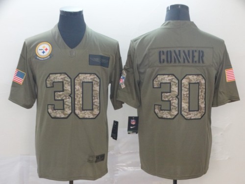 Pittsburgh Steelers 30 James Conner 2019 Olive Camo Salute To Service Limited Jersey