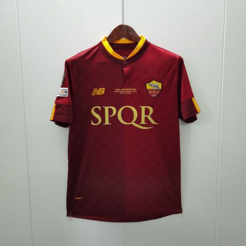 with 2023 Europa Final Lettering+Patch SPQR Version 2022-2023 AS Roma Home Soccer Jersey