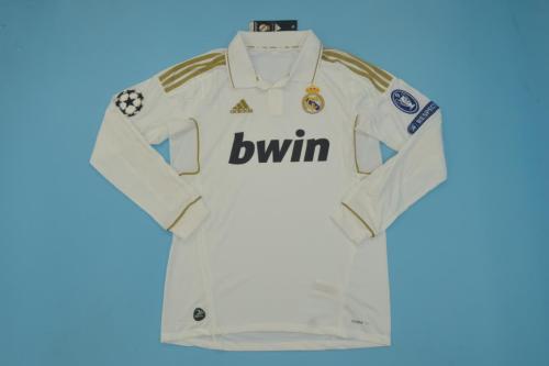 with UCL Patches Retro Jersey 2011-2012 Long Sleeve Real Madrid Home Soccer Jersey