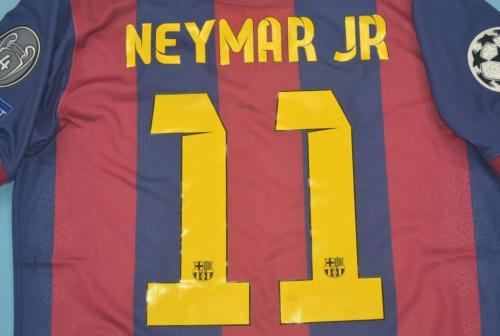 with Front Lettering UCL Patch Retro Jersey 2014-2015 Barcelona NEYMAR JR 11 Home Soccer Jersey