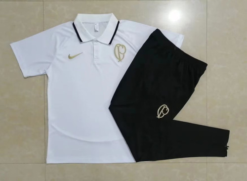 2023-2024 Corinthians White Soccer Polo and Pants
