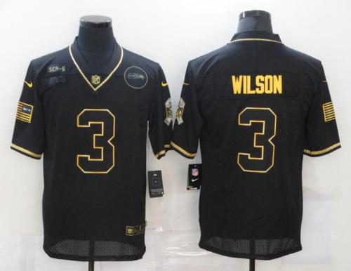 Seahawks 3 Russell Wilson Black Gold 2020 Salute To Service Limited Jersey