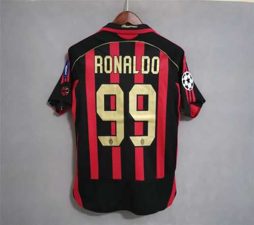 with UCL Patch Retro Jersey 2006-2007 Ac Milan #99 RONALDO Home Soccer Jersey