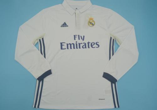 Long Sleeve Retro Jersey 2016-2017 Real Madrid Home Soccer Jersey Vintage Real Camisetas de Futbol