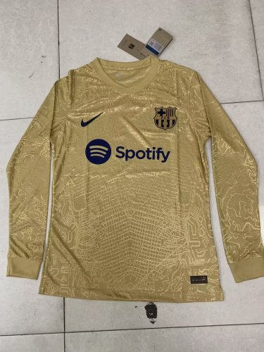 Long Sleeve 2022-2023 Barcelona Gold Soccer Jersey