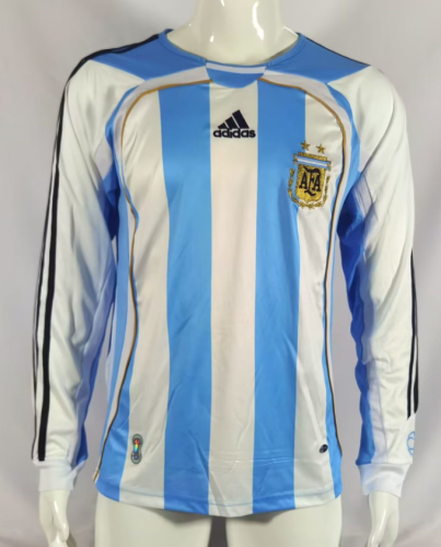 Long Sleeve Retro Jersey 2006 Argentina Home Vintage Soccer Jersey