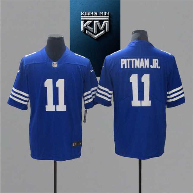 2021 Colts 11 PITTMAN JR Blue NFL Jersey S-XXL White Font