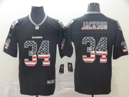 Oakland Raiders 34 Bo Jackson Black USA Flag Fashion Limited Jersey