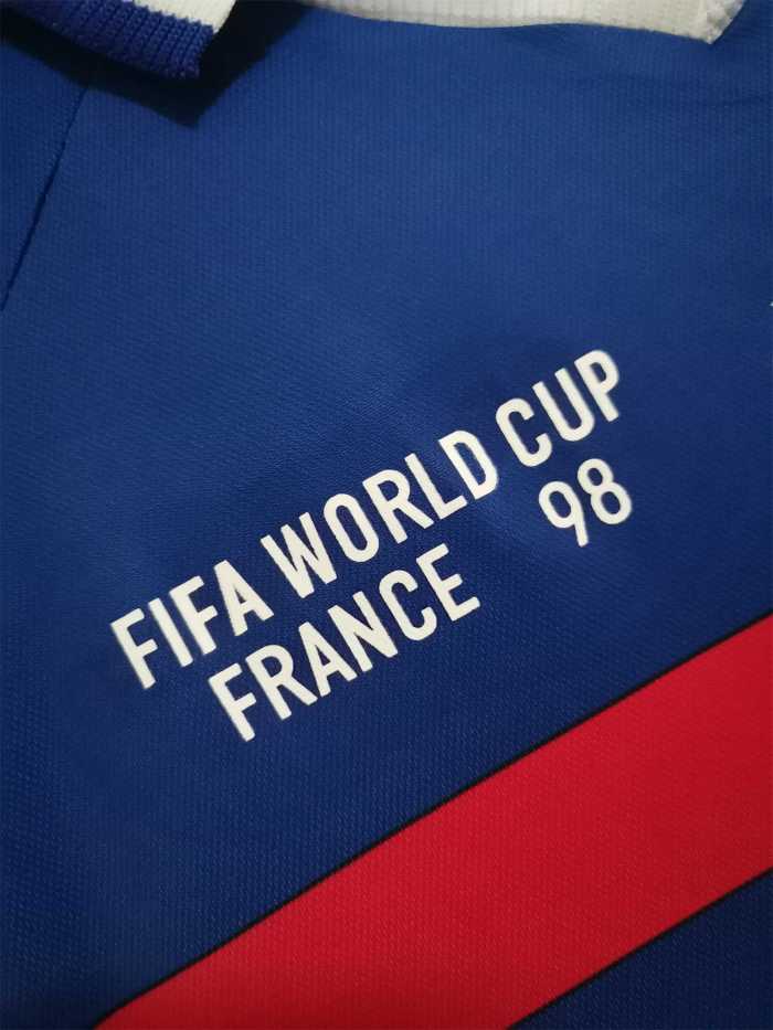 with Front Lettering Retro Jersey 1998 France ZIDANE 10 Home Soccer Jersey