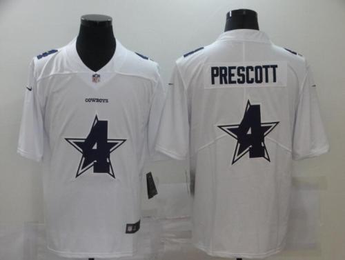 Cowboys 4 Dak Prescott White Shadow Logo Limited Jersey