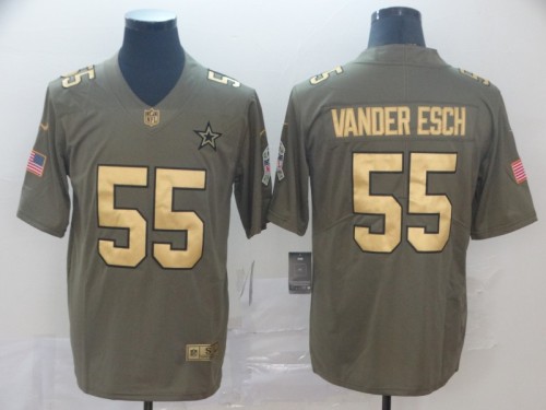 Dallas Cowboys 55 Leighton Vander Esch 2019 Olive Gold Salute To Service Limited Jersey
