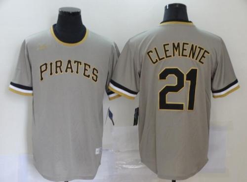 Pittsburgh Pirates 21 CLEMENTE Grey Cool Base Jersey