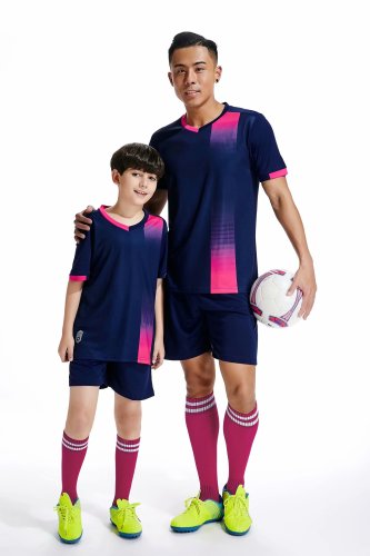 D8817 Black Youth Set Adult Uniform Blank Soccer Training Jersey Shorts