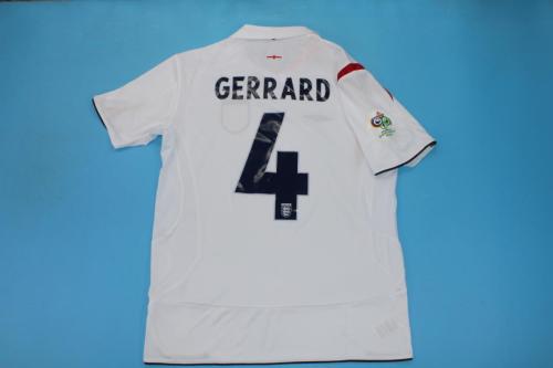 with Patch Retro Jersey 2006 England GERRARD 4 Home Soccer Jersey