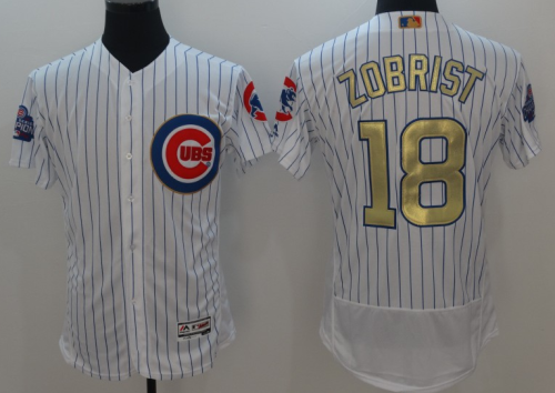 2019 Chicago Cubs # 18 ZOBRIST Whith MLB Jersey