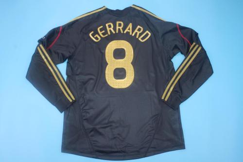 with Retro UCL Patch Retro Jersey Long Sleeve 2009-2010 Liverpool GERRARD 8 Black Soccer Jersey