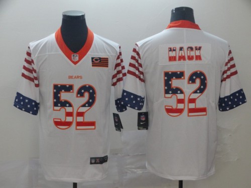 Chicago Bears 52 MACK White USA Flag Fashion Limited Jersey