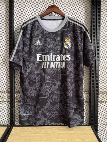 Fans Version 2023-2024 Real Madrid Black Dragon Soccer Training Jersey