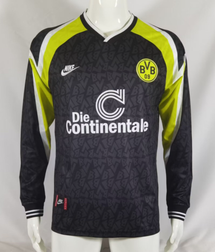 Long Sleeve Retro Jersey 1995-1996 Borussia Dortmund Away Black Vintage Soccer Jersey