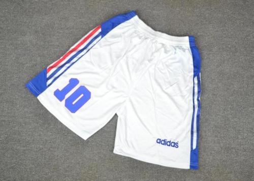 Retro Shorts 1996 France 10 Away White Soccer Shorts