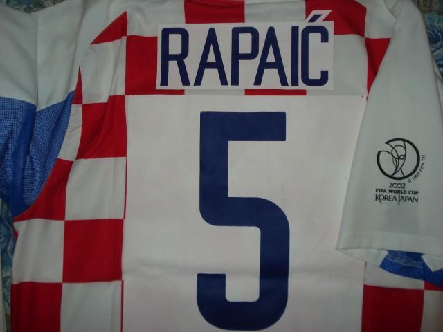 with Sleeve Printing Retro Jersey 2002 Croatia 5 RAPAIC Home White/Red Soccer Jersey