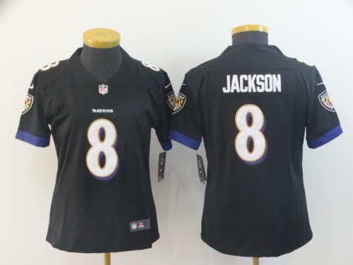 Lady Baltimore Ravens 8 LaMar Jackson Black Women Vapor Untouchable Limited Jersey