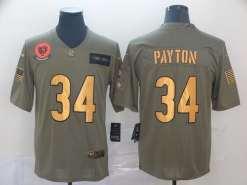 Chicago Bears 34 Walter Payton 2019 Olive Gold Salute To Service Limited Jersey