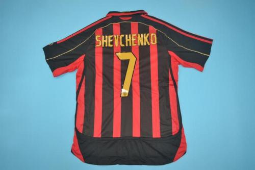 Retro Jersey 2006-2007 Ac Milan #7 SHEVCHENKO Home Soccer Jersey