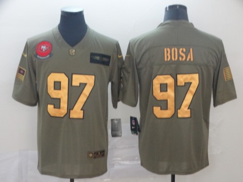 San Francisco 49ers 97 Nick Bosa 2019 Olive Gold Salute To Service 100th Season Limited Jersey
