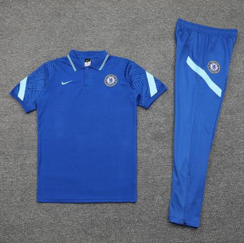 Chelsea Dark Blue Polo Soccer Jersey and Long Pants