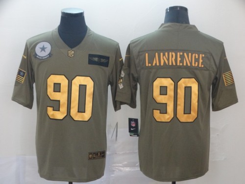 Dallas Cowboys 90 Demarcus Lawrence 2019 Olive Gold Salute To Service Limited Jersey