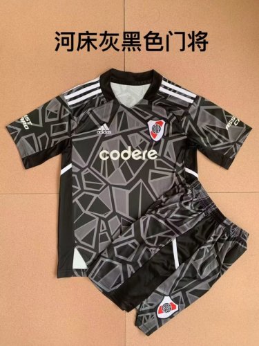 Adult Uniform 2022-2023 River Plate Black Goalkeeper Soccer Jersey Shorts