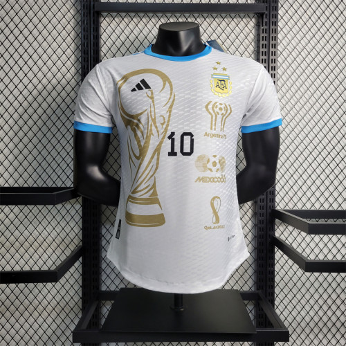 Player Version 2023-2024 Argentina White Champions Version Soccer Jersey