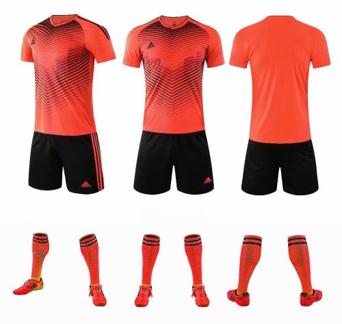 XBJ-AFX-802# Orange Tracking Suit Adult Uniform Soccer Jersey Shorts